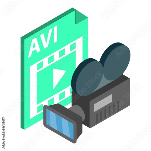 Video file icon. Isometric illustration of video file vector icon for web