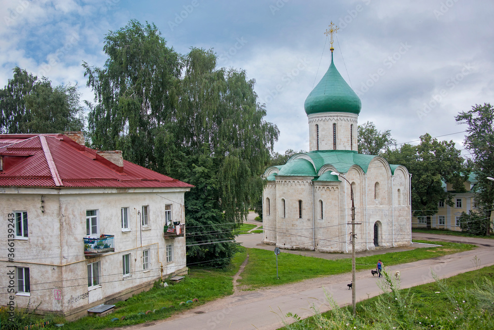 Transfiguration Cathedral in Pereslavl Kremlin founded by Yuri Dolgoruky in 1152. Pereslavl-Zalessky, Russia. Golden Ring of Russia