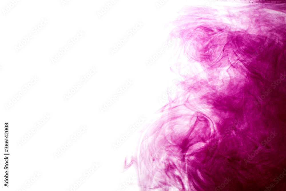 A cloud of red paint is released into the clear water. Isolate on a white background. A cloud of red paint is released into the clear water. Isolate on a white background.