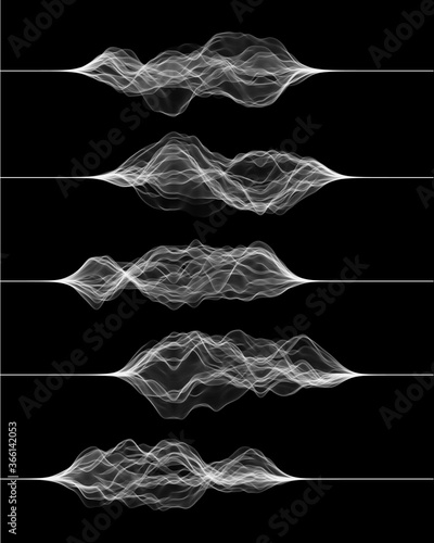 Set of sound waves made by lines. Vector illustration for technology theme design.
