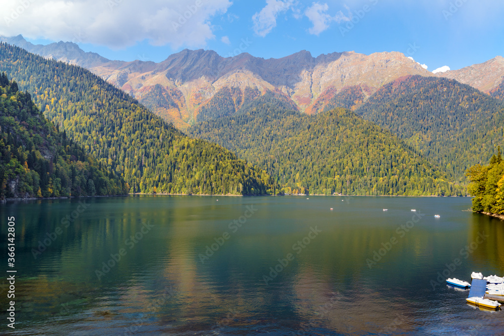 Lake Ritsa, famous natural landmark, Abkhazia