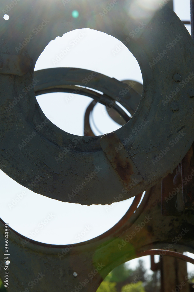 Broken semaphore. Devastated infrastructure on unused railway track by Miechucino, Poland.