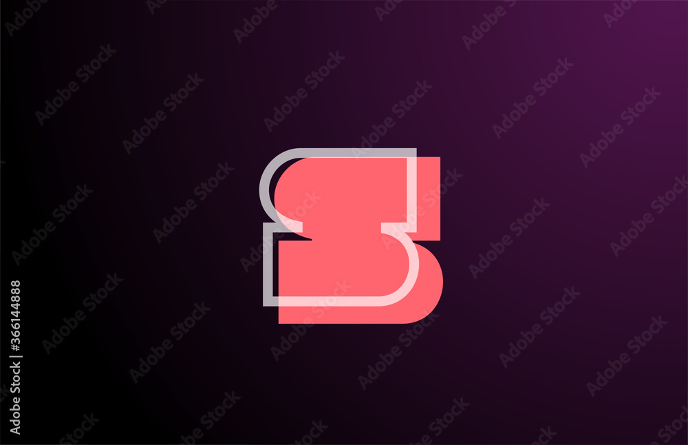 pink black geometric S line alphabet letter logo icon for company. Simple line design for corporate and business