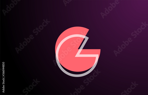 pink black geometric G line alphabet letter logo icon for company. Simple line design for corporate and business