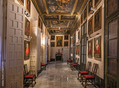 Spain, Seville, Portrait room in Archbishops Palace of Seville