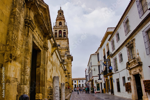 Cordoba, Spain - September 02, 2015: European architecture in city center main square, one of the main touristic attraction
