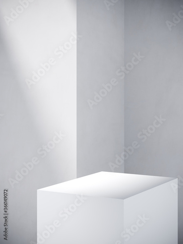 Wallpaper Mural Minimal cosmetic background for product presentation. Sunshade shadow on plaster wall. 3d render illustration.  Torontodigital.ca