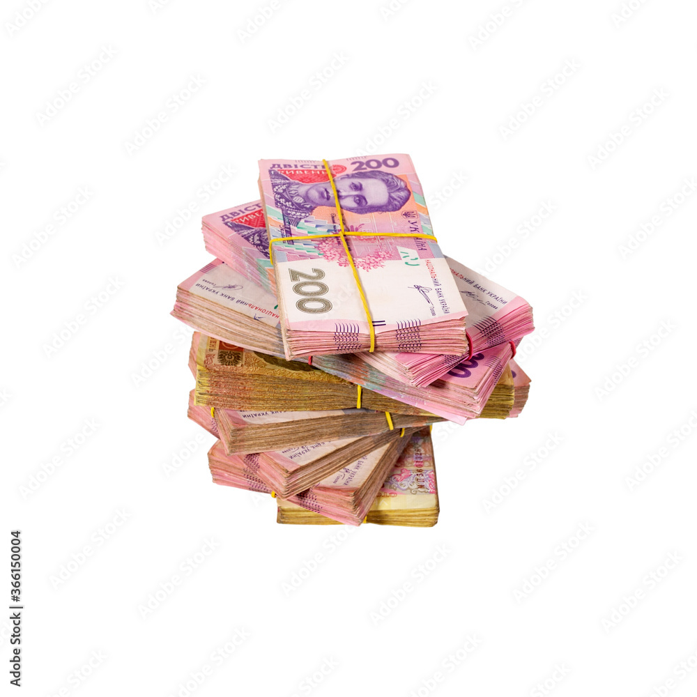 Bundles of money tied with an elastic band. Ukrainian currency hryvnia Bundles of money tied with an elastic band. Ukrainian currency hryvnia