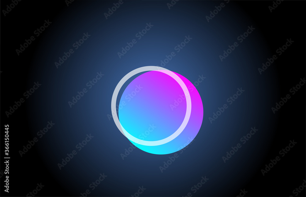 Obraz premium geometric O pink blue line alphabet letter logo icon for company. Simple line design for corporate and business