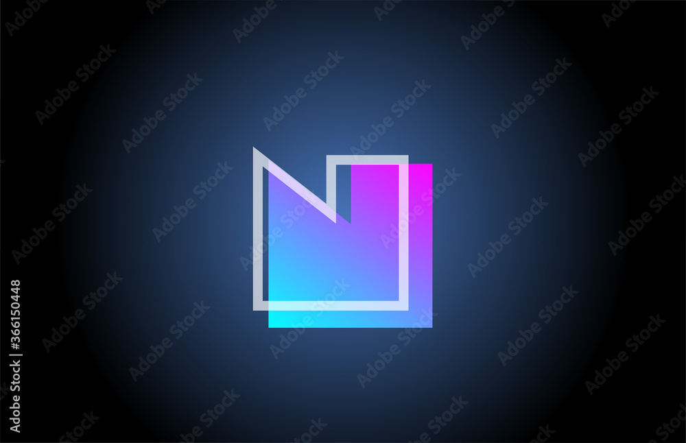 geometric N pink blue line alphabet letter logo icon for company. Simple line design for corporate and business geometric N pink blue line alphabet letter logo icon for company. Simple line design for corporate and business