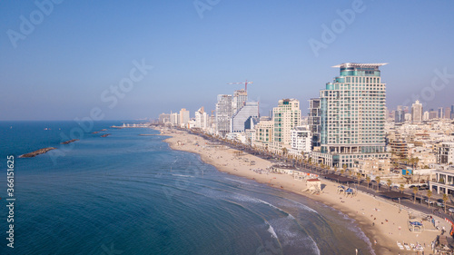Tel Aviv skyline. TLV coastline from a Mediterranean point of view © MagioreStockStudio