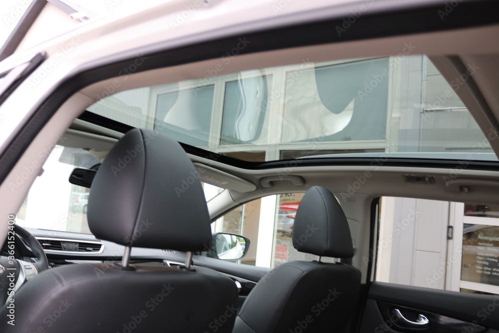 Panoramic roof glass in the car.