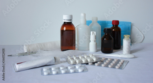 Collection of medicines and supplements.