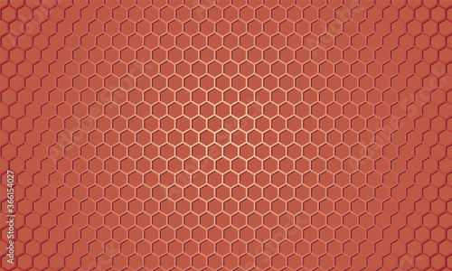 Light red metallic hexagon textured steel background. Red carbon fiber texture. Web design template. Abstract honeycomb background with red carbon fiber. Vector illustration EPS 10.
