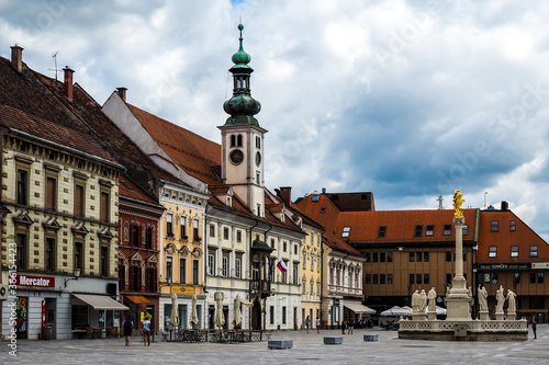 Town Hall and Plague Monument on the Maribor Main Square, Slovenia