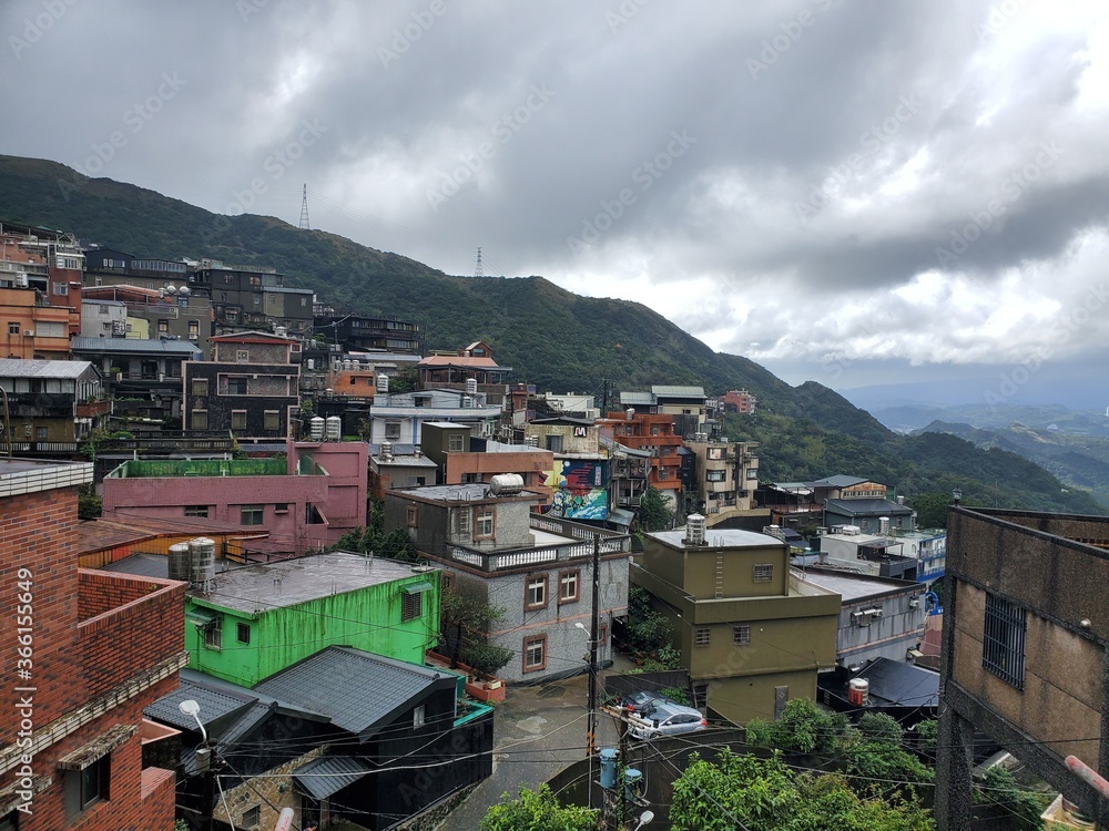 Small street and buildings in northern Taiwan