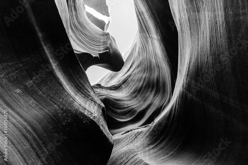 black and white view of antelope canyon