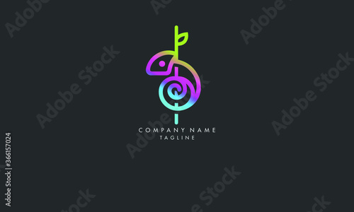 Unique and Elegant Stylish lizard chameleon logo illustration of the geometric design of flat art.