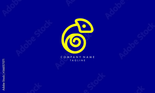 Unique and Elegant Stylish lizard chameleon logo illustration of the geometric design of flat art.