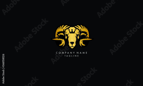 Unique and elegant Ram Goat,wild goat Sheep Head, ibex  Mascot Logo