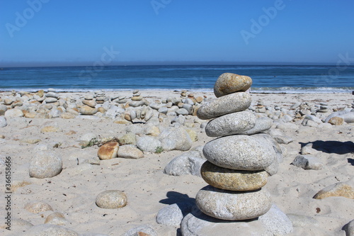 Photography stones stacked on the beach