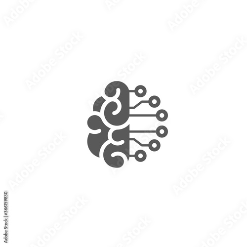 brain and electrical plug. Inspiration charge flat icon. New business idea.