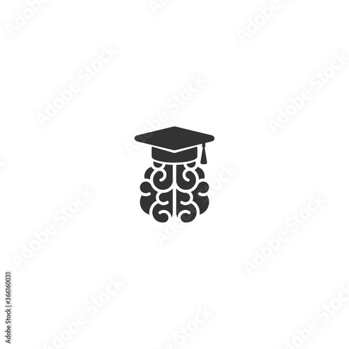 Black brain character with mortar board cap.