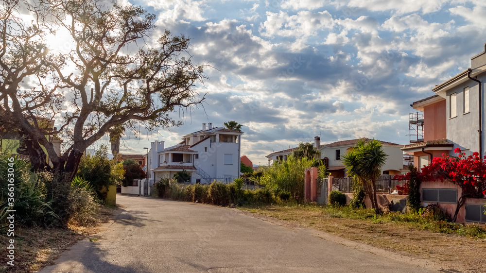 Obraz premium Picturesque road to the beach in Tortoli, Sardinia, Italy. Holidays in Sardinia.
