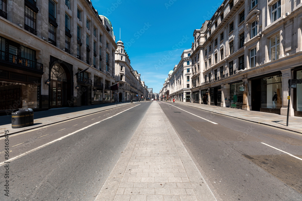 UK, London, Empty Regent's street on a sunny day UK, London, Empty Regent's street on a sunny day