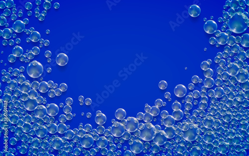 Vector foam bubbles background. Bath sparkle shampoo.