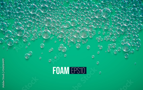 Vector foam bubbles background. Bath soap wash vector texture