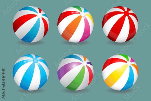 Set of colorful beach balls, vector illustration.