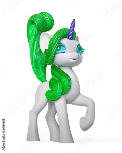 unicorn cartoon on stand up pose  in white background