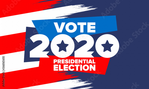 Presidential Election 2020 in United States. Vote day, November 3. US Election. Patriotic american element. Poster, card, banner and background. Vector illustration photo