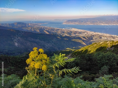 view from the top of the mountain strait of Messina photo