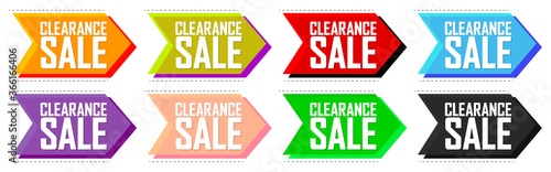 Set Clearance Sale bubble banners design template, discount tags, app icons, vector illustration