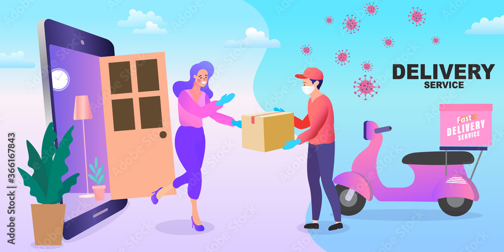 Stay home. Save lives. Shopping online and fast shipping while self quarantine in social distancing Coronavirus COVID-19 outbreak concept. Stay home. Save lives. Shopping online and fast shipping while self quarantine in social distancing Coronavirus COVID-19 outbreak concept.