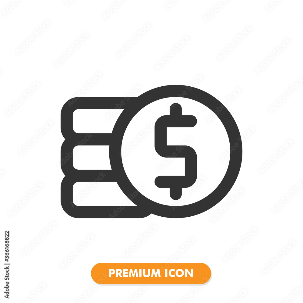 coin icon isolated on white background. for your web site design, logo, app, UI. Vector graphics illustration and editable stroke. EPS 10.