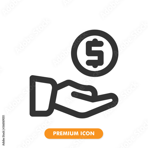 donation icon isolated on white background. for your web site design, logo, app, UI. Vector graphics illustration and editable stroke. EPS 10.