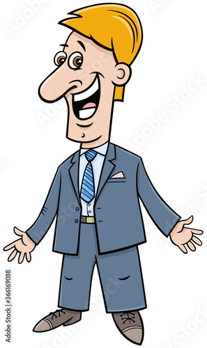 happy businessman in suit cartoon illustration