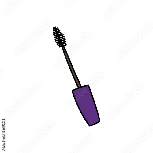 mascara doodle icon, vector colour line illustration