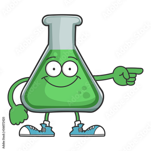 Happy smiling science beaker cartoon character