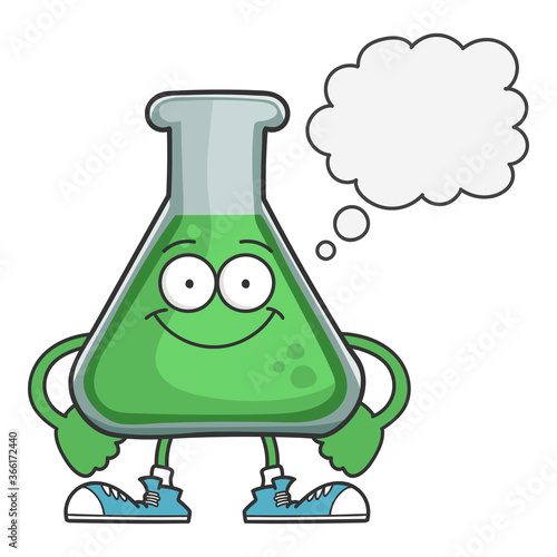 Happy smiling science beaker cartoon character
