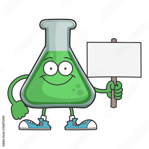 Happy smiling science beaker cartoon character