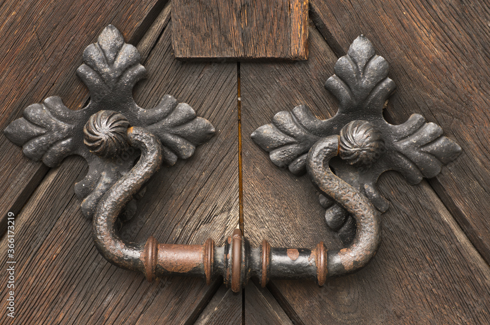 Metal, old, antique church door handle Metal, old, antique church door handle
