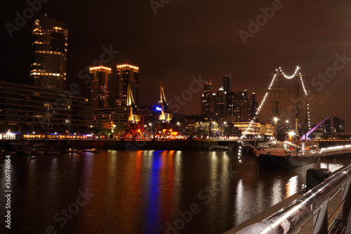 Cityscape of  Puerto Madero at night  Buenos Aires   Argentina