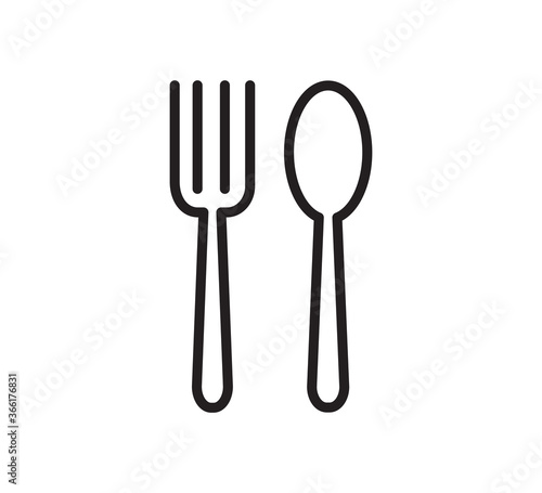 Spoon and fork icon vector logo design template