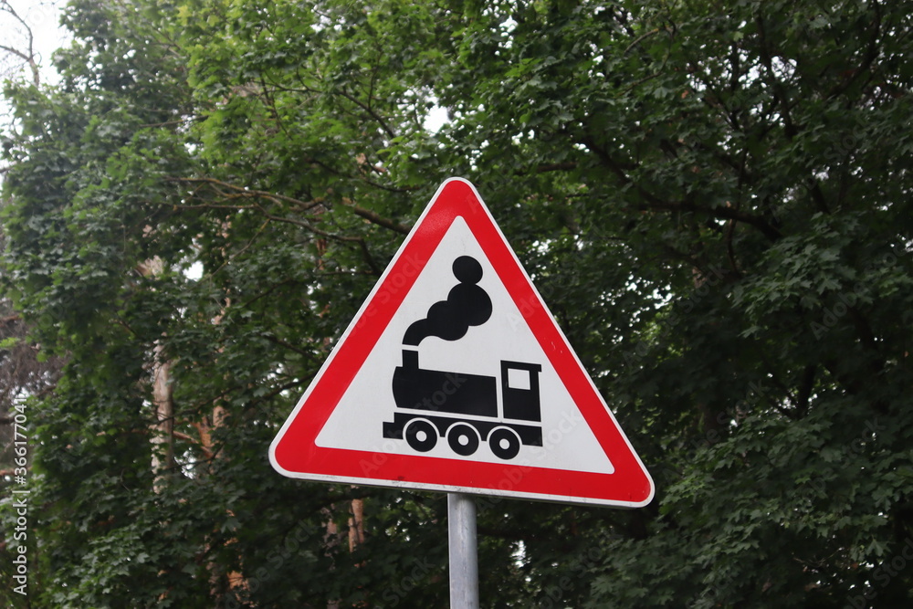 warning railroad symbols at street