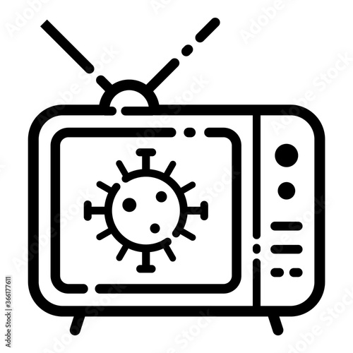 Tv Covid News Flat Icon Isolated On White Background