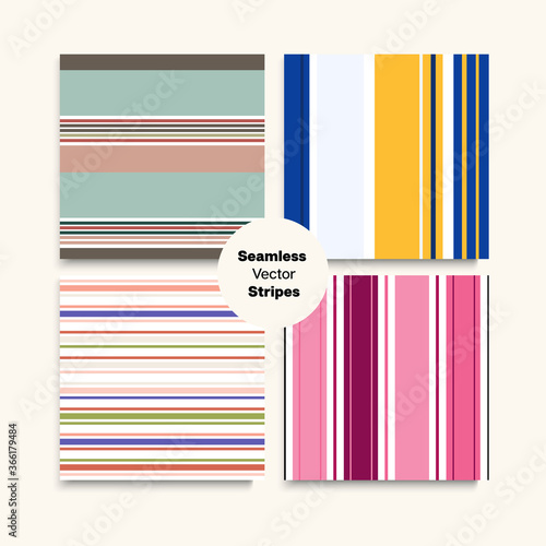 Sailor Stripes Seamless Pattern Set. Female 